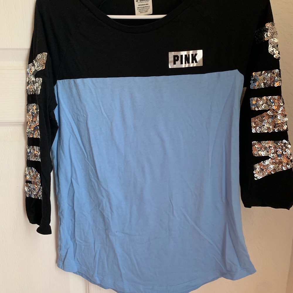 LIKE NEW! Black, blue, and silver PINK shirt!